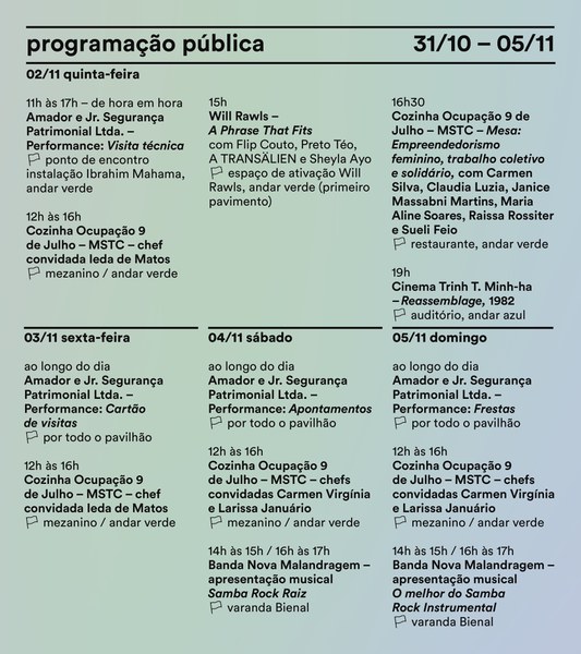 35ª Bienal: Programação pública em vídeo e agenda da semana