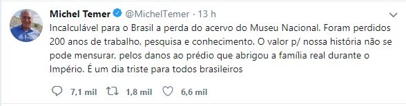 Nota do Presidente Michel Temer no Twitter