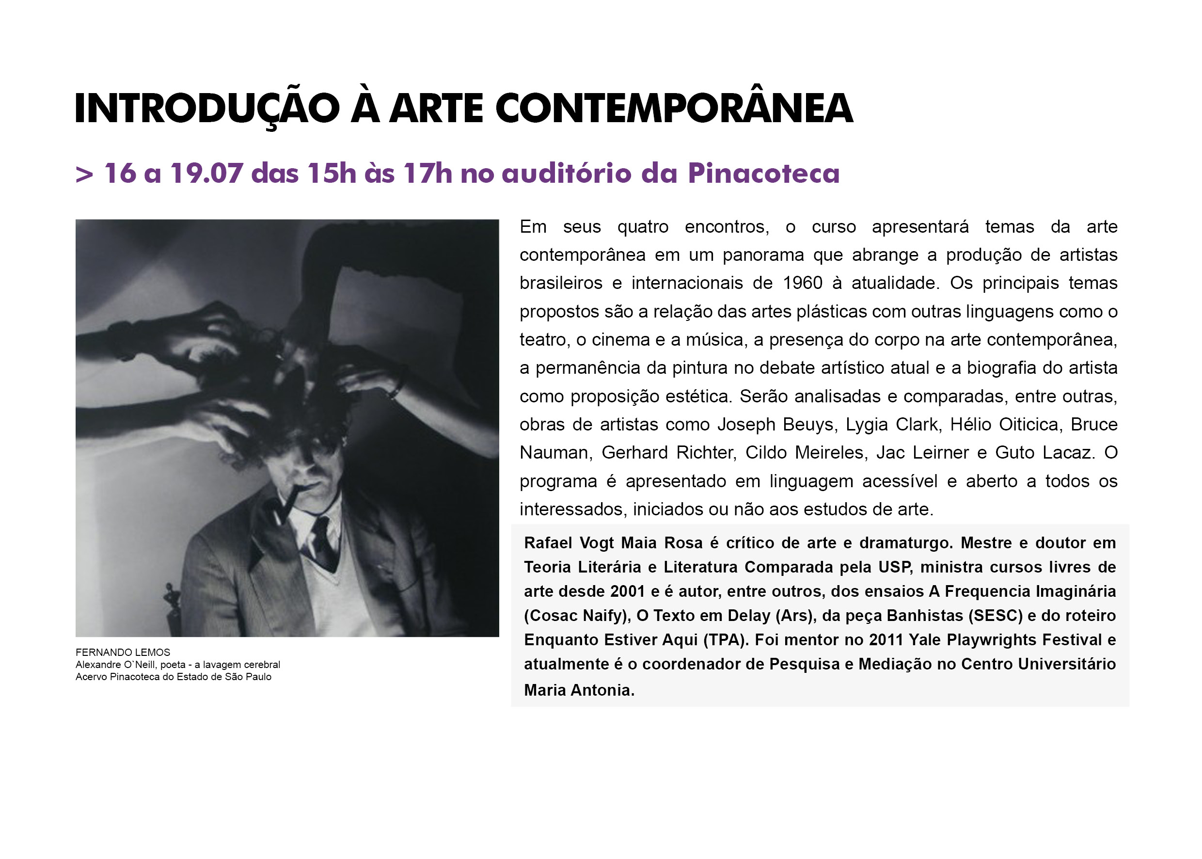 Curso Pinacoteca: História da Arte - Introdução à Arte Contemporânea