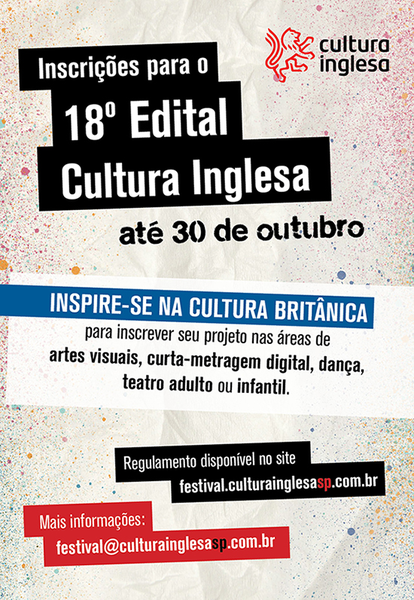 Inscrições Edital do 18º Cultura Inglesa Festival até 30 de outubro