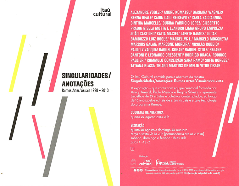 Exposição Singularidade/Anotações - Rumos artes visuais 1998-2013
