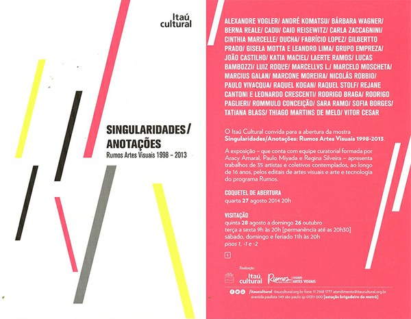 Exposição Singularidade/Anotações - Rumos artes visuais 1998-2013