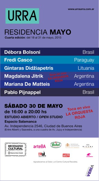 URRA - Estudio Abierto: RESIDENCIA MAYO - Sábado 30 de mayo de 16:00 a 20:00 hs - Avenida