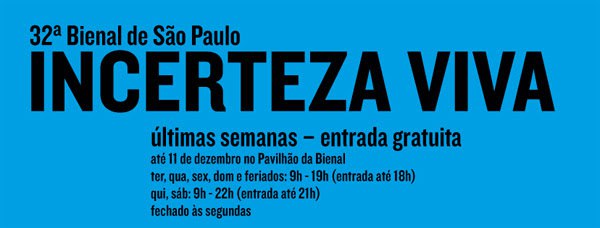  32ª Bienal de São Paulo: Programação (29/11 a 4/12)