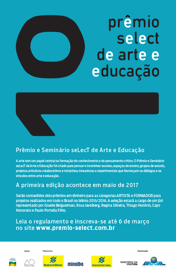 Prêmio Arte e Educação: RETA FINAL Inscreva-se até 6 de março.