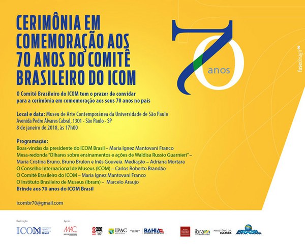 Cerimônia em Comemoração aos 70 anos do Comitê Brasileiro do ICOM – 08/01/2018
