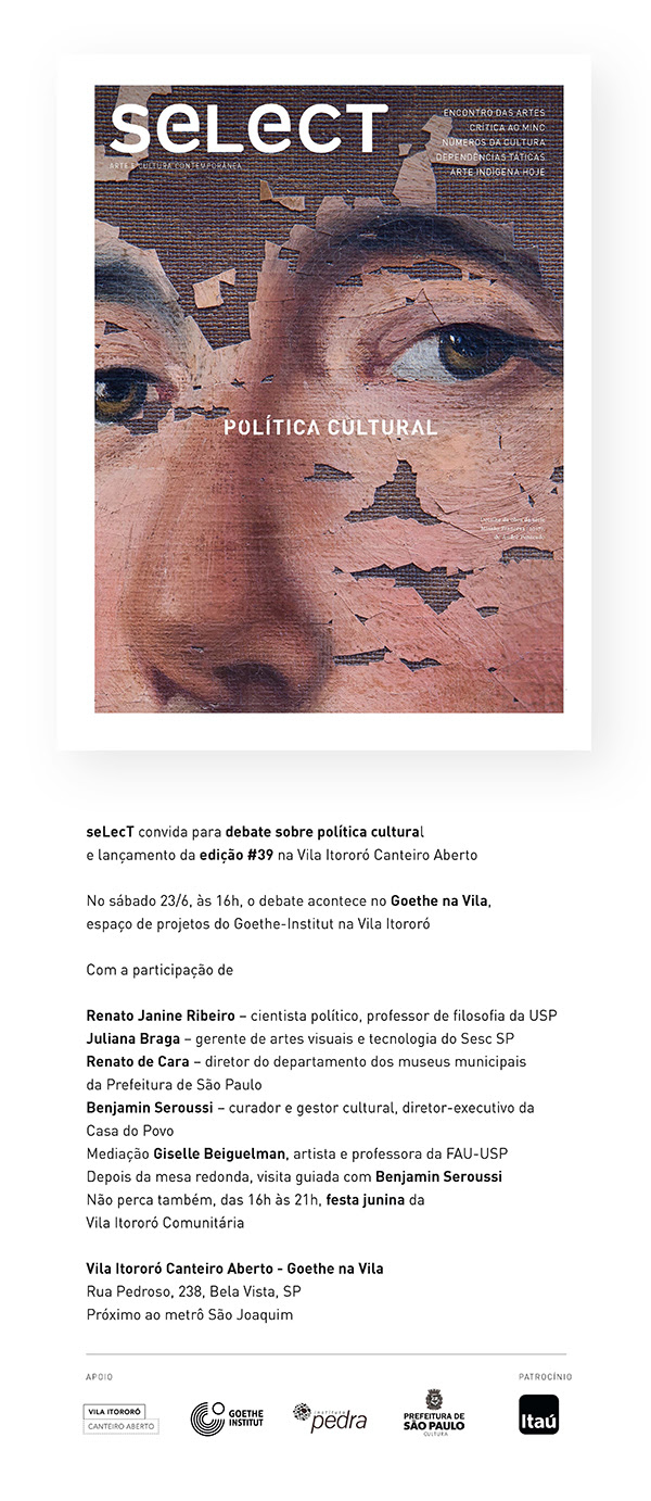 seLecT convida | debate sobre política cultural e lançamento da edição #39
