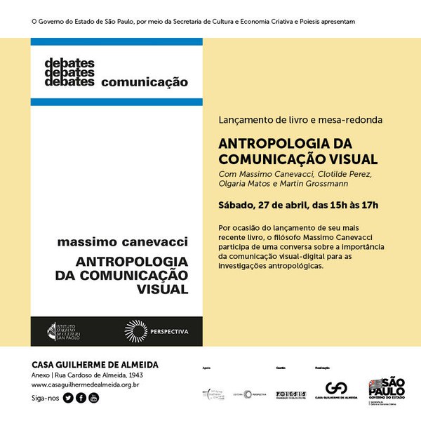 Lançamento - Massimo Canevacci: Antropologia da Comunicação Visual 27/04/2019