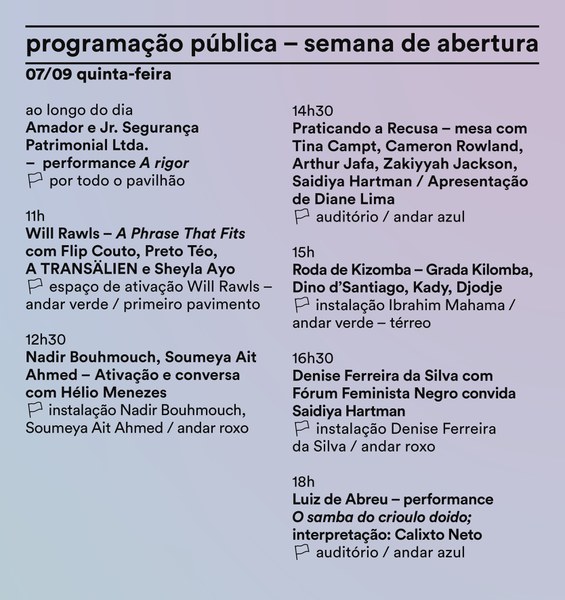 35ª Bienal de São Paulo: confira a programação de quinta! 