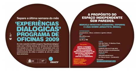'Experiências dialógicas' - Programa de oficinas 2009 - Centro Cultural da Espanha em São Paulo