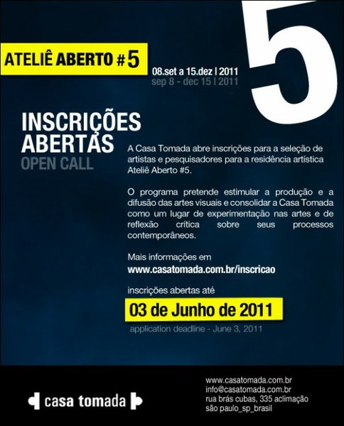 INSCRICOES ABERTAS / OPEN CALL - Atelie Aberto #5