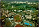 Vista aérea do complexo do Parque Ibirapuera com o polo esportivo em primeiro plano_1970
