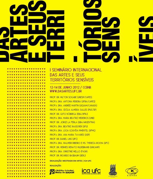 I SEMINÁRIO INTERNACIONAL DAS ARTES E SEUS TERRITÓRIOS SENSÍVEIS