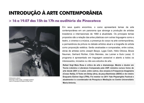 Curso Pinacoteca: História da Arte - Introdução à Arte Contemporânea