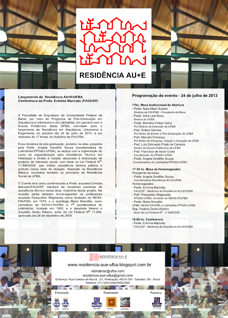 Lançamento da Residência AU+E-UFBA Salvador BA