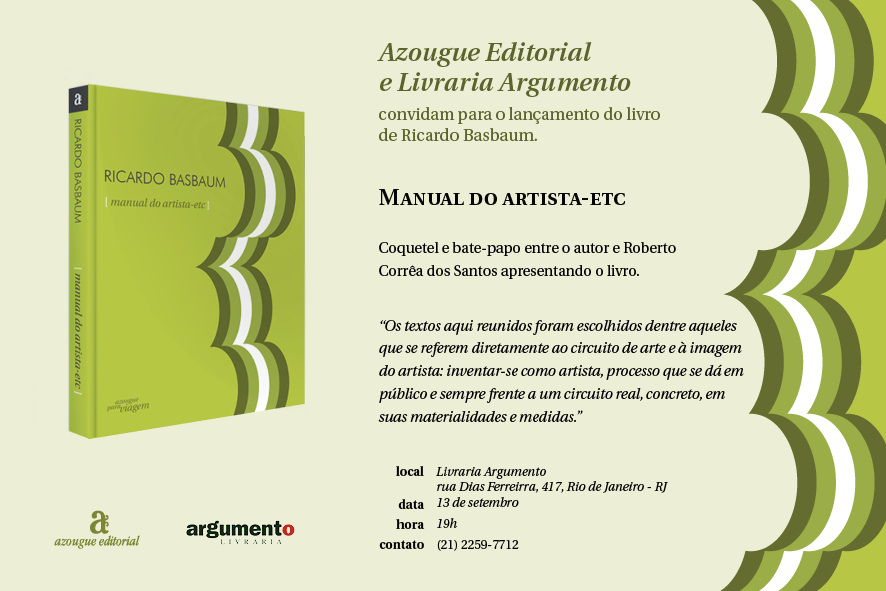 Lançamento do Livro : Manual do artista-etc de Ricardo Basbaum