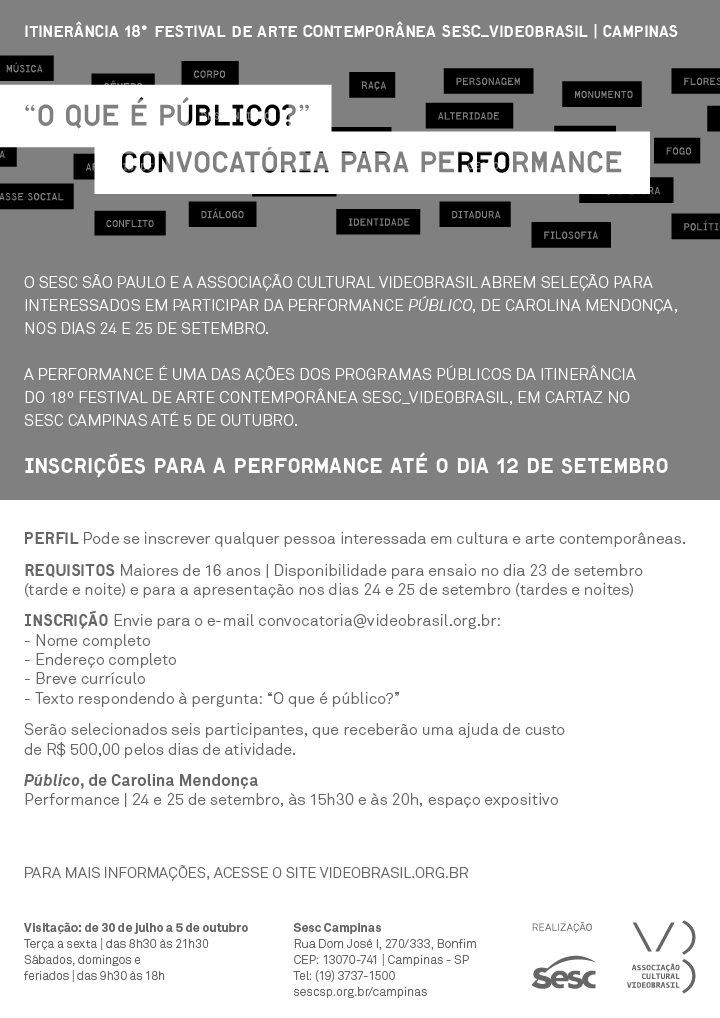 "O que é público?" | Convocatória para performance em Campinas
