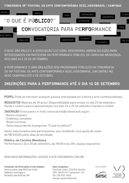 "O que é público?" | Convocatória para performance em Campinas