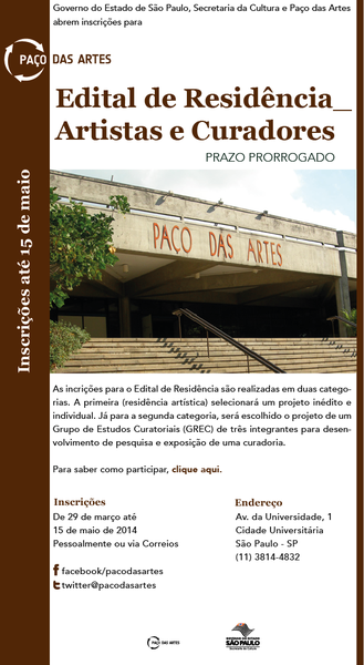 Paço das Artes prorroga inscrições de edital de residência artística e curatorial