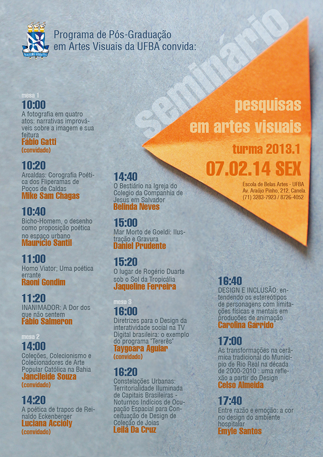 Seminário PESQUISAS EM ARTES VISUAIS. PPGAV-EBA-UFBA