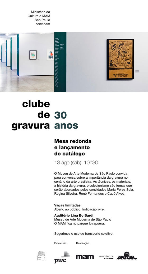Fwd: Clube de Gravura 30 anos: lançamento do catálogo e mesa redonda