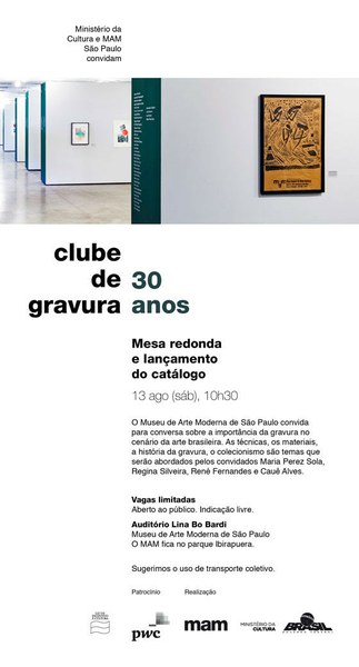 Fwd: Clube de Gravura 30 anos: lançamento do catálogo e mesa redonda