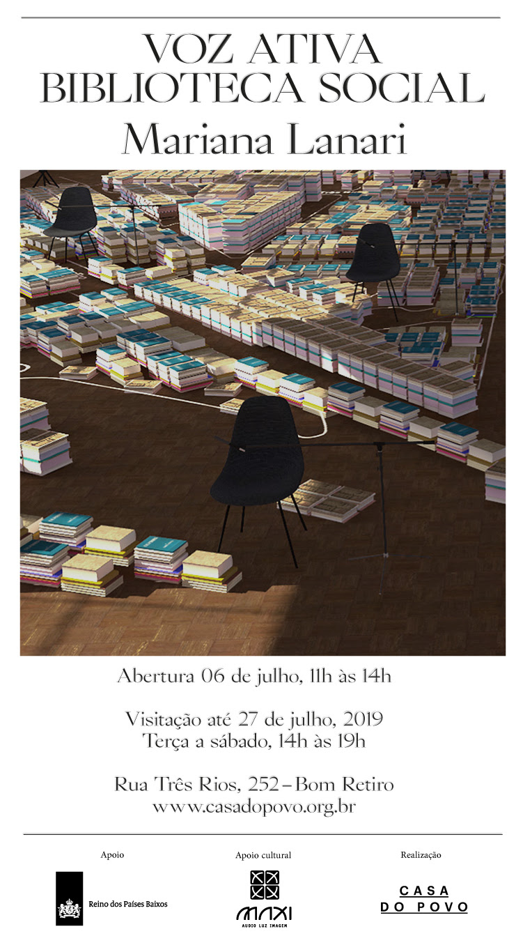 Convite - Abertura de Voz Ativa: Biblioteca Social por Mariana Lanari (06/07)