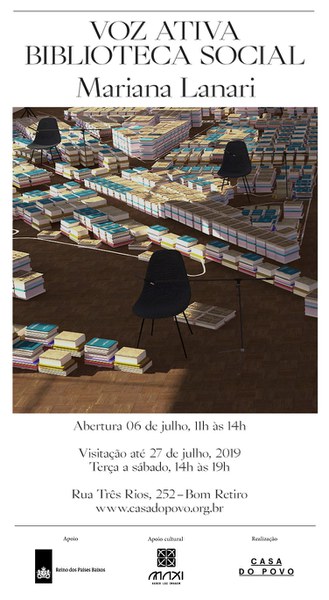 Convite - Abertura de Voz Ativa: Biblioteca Social por Mariana Lanari (06/07)