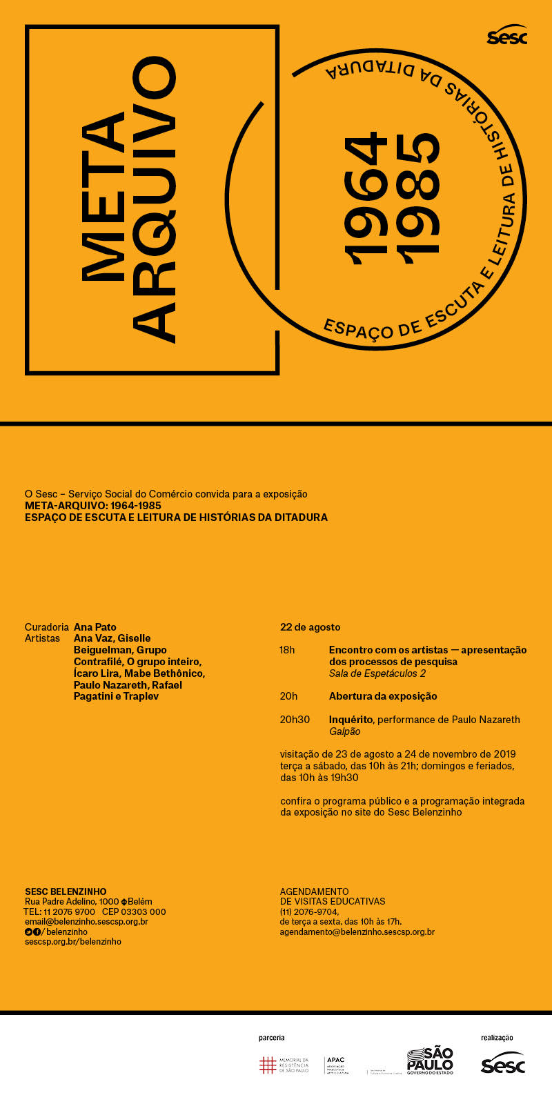 Convite Meta-Arquivo: 1964-1985 - SESC Belenzinho