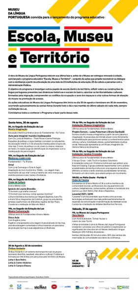 LANÇAMENTO: Programa Educativo Escola, Museu e Território, dias 30 e 31 de agosto, na Estação da Luz.