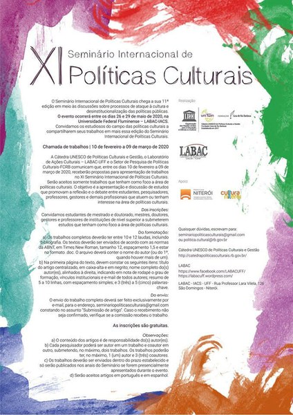 CHAMADA XI SEMINÁRIO INTERNACIONAL DE POLÍTICAS CULTURAIS