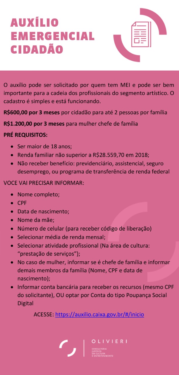 Auxílio Emergencial Cidadão para MEI da Cultura
