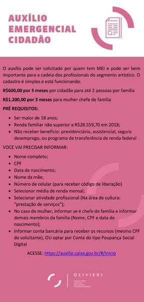 Auxílio Emergencial Cidadão para MEI da Cultura