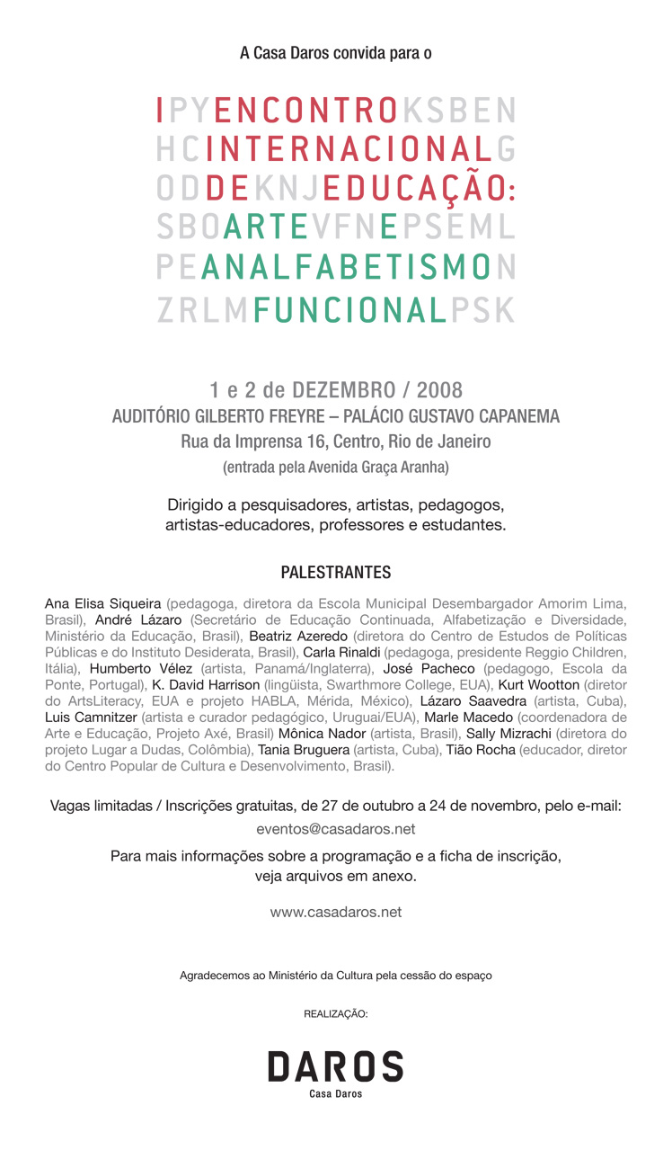 I Encontro Internacional de Educação: Arte e Analfabetismo Funcional