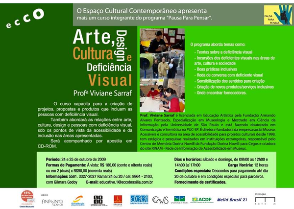 Curso Arte, cultura, design e deficiência visual em Brasília