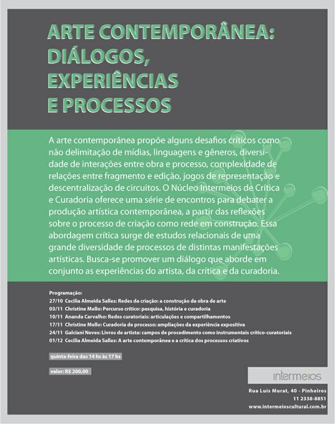 Arte Contemporânea: Diálogos, experiências e processos
