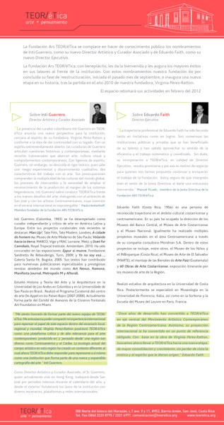 La Fundación ARS TEOR/éTica se complace en hacer de conocimiento público los nombramientos de Inti Guerrero