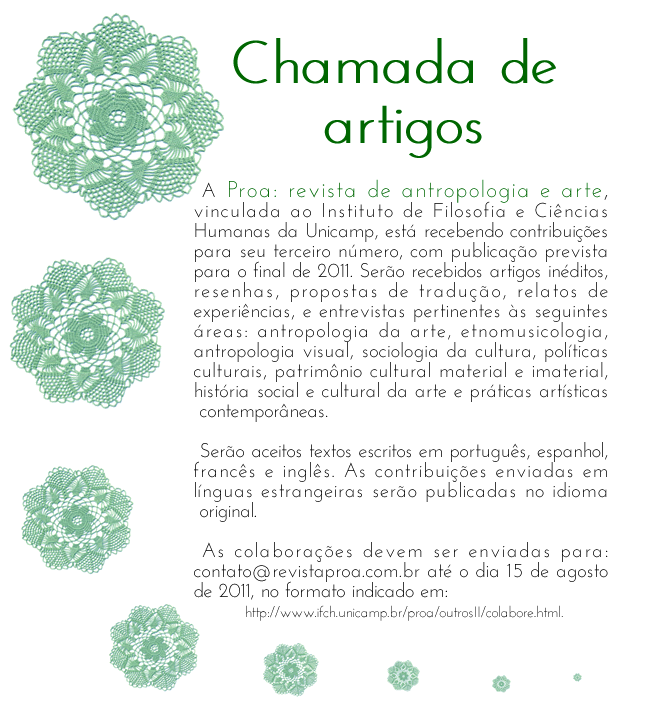 Proa Revista de Antropologia e Arte - Chamada de Artigos