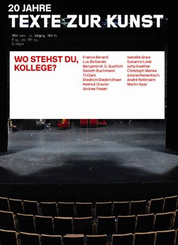 Texte zur Kunst issue no. 81: Where do you stand, colleague?