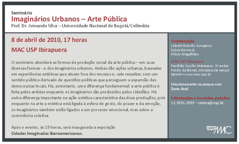 Seminário Imaginários Urbanos - Arte Pública - MAC USP Ibirapuera 